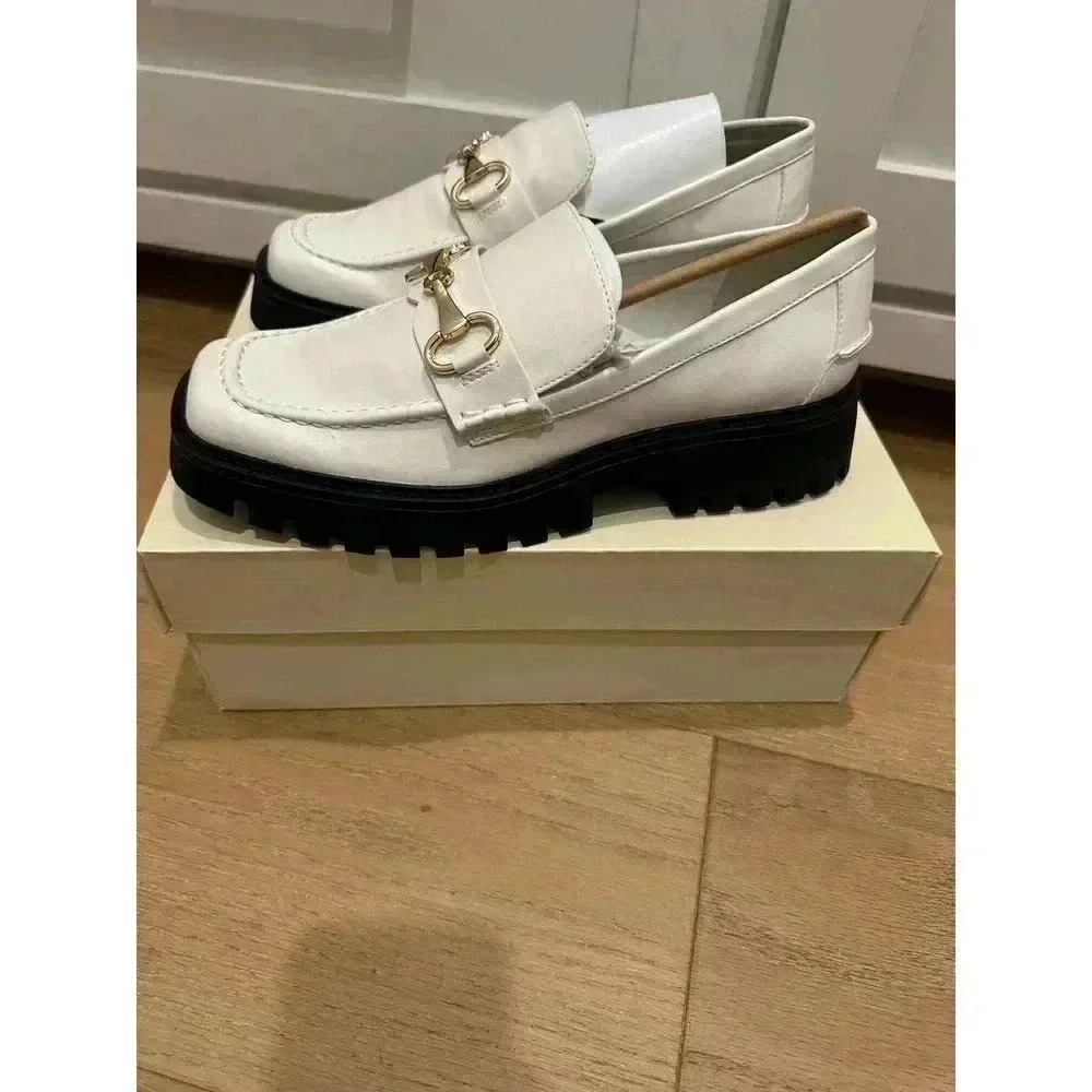 OPEN EDIT Ivory Leather Heather Platform Bit Loafer - Picture 3 of 5